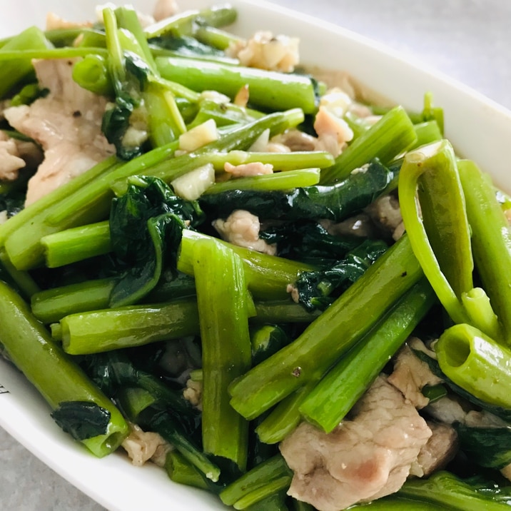 ご飯が進む！豚肉と空芯菜のニンニクあんかけ炒め♫